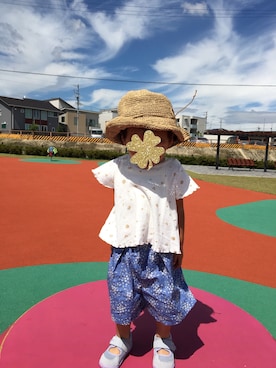 「アイテム（その他パンツ、ブルー系）」を使った、ma.iさん（キッズ・80cm）の夏コーディネート