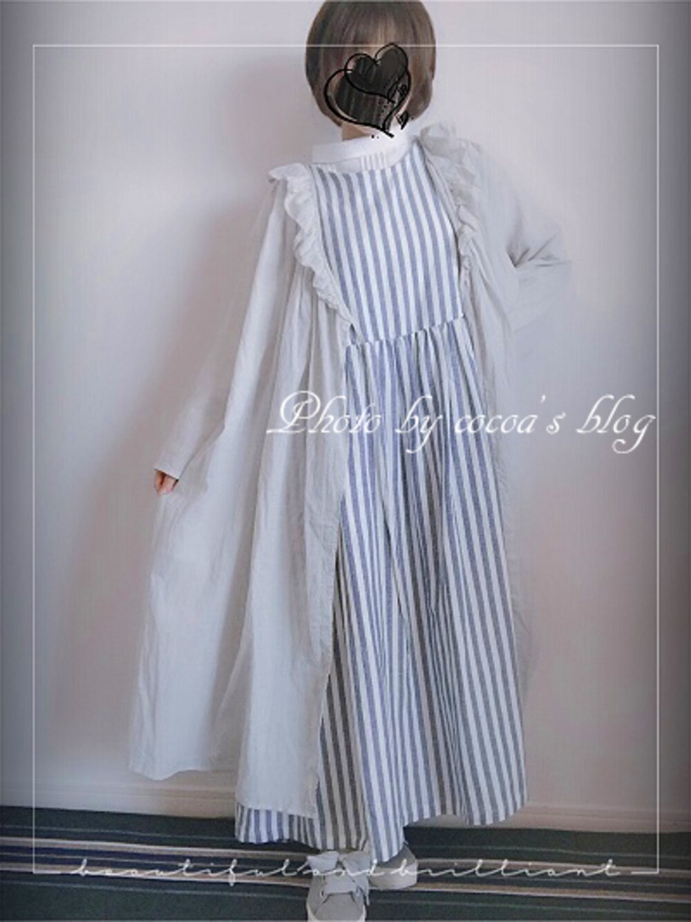 「＃ワンピース、#春コーデ、#SM2、#ロングワンピ、#サマンサモスモス、#Samansa Mos2、＃ナチュラルコーデ」｜「Samansa Mos2のノースリリボン付ワンピース（ワンピース、ブルー系）」を使った、cocoaさん（レディース・153cm）の春コーディネートの1枚目の写真
