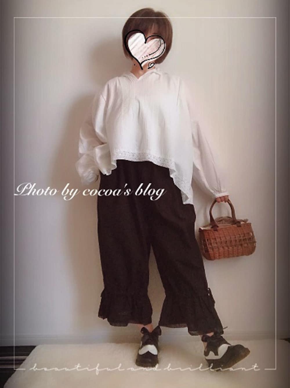 「#SM2、#ペチパンツ、#サマンサモスモス、#Samansa Mos2、＃ナチュラルコーデ」｜「Samansa Mos2のスキッパーレースブラウス（シャツ/ブラウス、ホワイト系）」を使った、cocoaさん（レディース・153cm）の春コーディネートの1枚目の写真