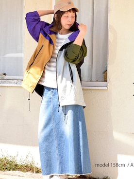 「BBQ」｜「アイテム（ジャケット/アウター）」を使った、Lisaさん（レディース・158cm）の春コーディネート