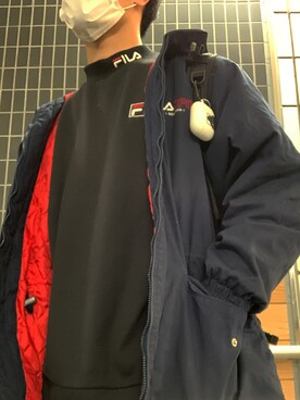 「FILA（フィラ）のアイテム（スウェット）」を使った、ヤマさんさん（メンズ・170cm）の冬コーディネート