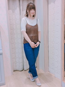 「アイテム（デニムパンツ、その他）」を使った、いっちーさん（レディース・157cm）の春コーディネート