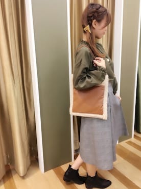 「グレンチェック」｜「アイテム（ブーツ）」を使った、SuzuNo｡:°さん（レディース・162cm）の秋コーディネート