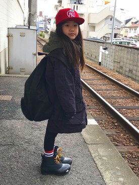 「Little sunny bite（リトルサニーバイト）のアイテム」を使った、O.T.Oさん（キッズ・123cm）の冬コーディネート