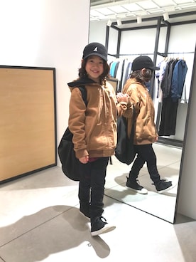 「KANGOL（カンゴール）のアイテム（キャップ）」を使った、O.T.Oさん（キッズ・123cm）の春コーディネート