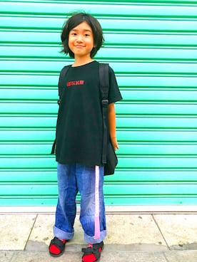 「Little sunny bite（リトルサニーバイト）のアイテム」を使った、O.T.Oさん（キッズ・121cm）の夏コーディネート