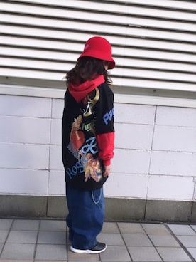 「SOMETHING（サムシング）のアイテム」を使った、O.T.Oさん（キッズ・123cm）の冬コーディネート