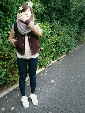 「JEANASIS（ジーナシス）のDENIMシルキースキニーパンツ/715842 （デニムパンツ）」を使った、ＲＥＩさん（レディース・160cm）の秋コーディネート