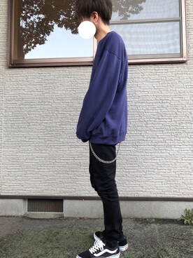 「SEVENDAYS=SUNDAY（セブンデイズサンデイ）のアイテム（スウェット）」を使った、lxelzさん（メンズ・168cm）の春コーディネート