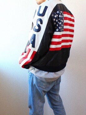「USA」｜「アイテム（その他アウター）」を使った、【古着】URSUS.さん（メンズ・170cm）の秋コーディネート