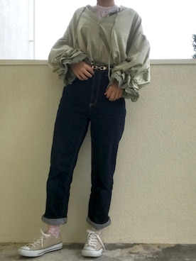 「ハイウエストストレートジーンズ」｜Natsukiさん（レディース・158cm）の春コーディネート