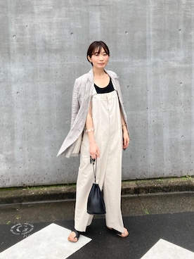 「アイテム（サロペット/オーバーオール）」を使った、Yukiさん（レディース・161cm）の春コーディネート