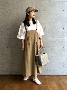 「新作」｜「アイテム（ジャンパースカート）」を使った、LOISIR_staffさん（レディース・156cm）の夏コーディネート