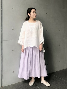 LOISIR（ロワズィール）の「リネンガーゼセーラーカラーブラウス 