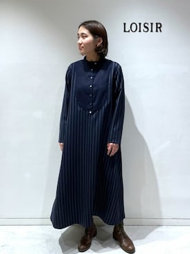 「アイテム（ワンピース、ブルー系）」を使った、LOISIR_staffさん（レディース・156cm）の冬コーディネート