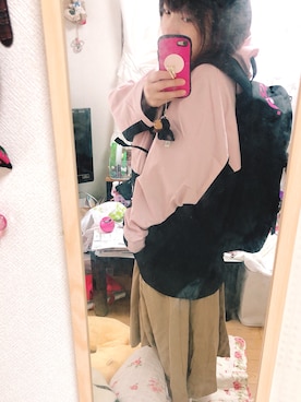 ぽんぽこさんの「LOGO PRINT BIG BACKPACK」を使ったコーディネート