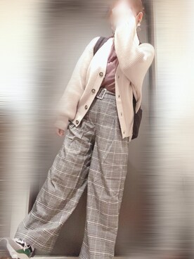 「GU（ジーユー）のアイテム（パンツ、シルバー系）」を使った、おもち.さん（レディース・150cm）の秋コーディネート