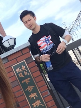 「STARTER BLACK LABEL（スターターブラックレーベル）のアイテム（Tシャツ/カットソー）」を使った、ryuさん（メンズ・181cm）の冬コーディネート