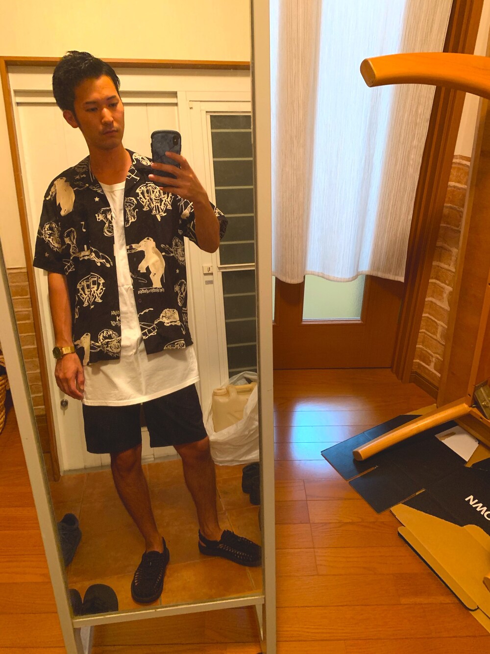 「KEENのKEEN  / キーン : UNEEK #（サンダル、ブラック系）」を使った、ryuさん（メンズ・181cm）の夏コーディネートの1枚目の写真