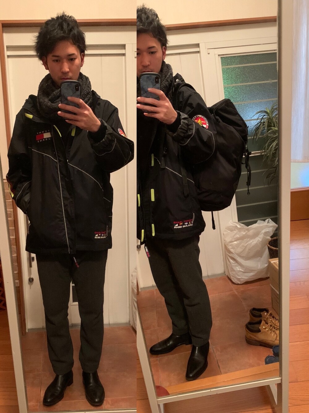 「tommy jeansの＜TOMMY JEANS X monkey time＞ SAILING JKT/ブルゾン（ナイロンジャケット、ブラック系）」を使った、ryuさん（メンズ・181cm）の冬コーディネートの1枚目の写真