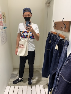 「BASECONTROL（ベースコントロール）のアイテム（帽子）」を使った、ryuさん（メンズ・181cm）の夏コーディネート