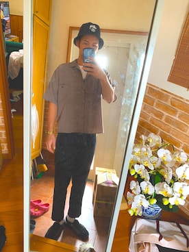 「KANGOL（カンゴール）のアイテム（シャツ/ブラウス）」を使った、ryuさん（メンズ・181cm）の秋コーディネート