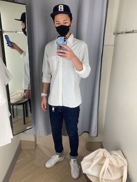 「BASECONTROL（ベースコントロール）のアイテム（帽子）」を使った、ryuさん（メンズ・181cm）の春コーディネート