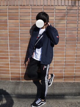 「TOMMY HILFIGER」｜「アイテム（ナイロンジャケット）」を使った、Noelさん（メンズ・171cm）の冬コーディネート