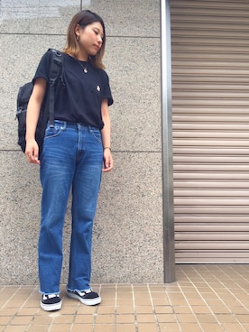 「しまむら（シマムラ）のアイテム（パンツ）」を使った、minahoさん（レディース・168cm）の夏コーディネート