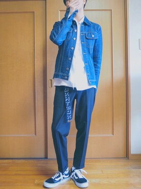 「N.HOOLYWOOD」｜「アイテム（デニムジャケット）」を使った、ししゃもさん（メンズ・164cm）の春コーディネート