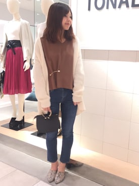 「ロングカーディガン」｜IKUEさん（レディース・167cm）の春コーディネート