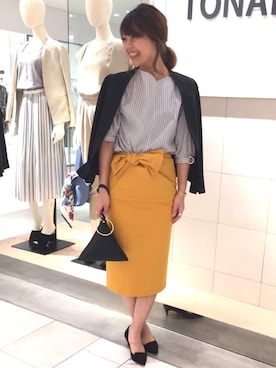 「ノーカラージャケット」｜IKUEさん（レディース・167cm）の春コーディネート