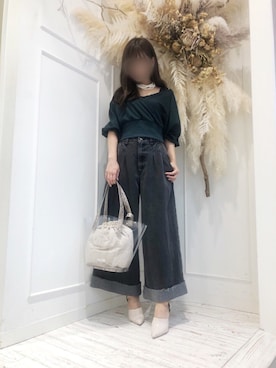 「LA BELLE ETUDE（ラベルエチュード）のアイテム（デニムパンツ）」を使った、るうさん（レディース・162cm）の夏コーディネート