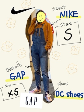 「GAP（ギャップ）のアイテム（オールインワン・サロペット）」を使った、24K🫣さん（レディース・163cm）の春コーディネート