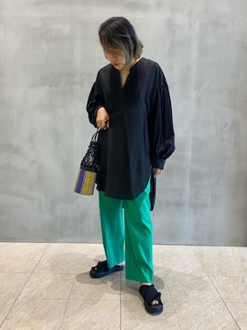 「EleSac（エルサック）の＜ELESAC（エルサック）＞PESCA ハンドバッグ◆（ハンドバッグ）」を使った、Kimika Asahiさん（レディース・165cm）の夏コーディネート