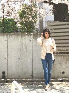 「A part by（アパートバイ）のアイテム（ノーカラージャケット）」を使った、リンさん（レディース・168cm）の春コーディネート