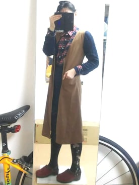 「アイテム（タイツ/ストッキング、ブルー系）」を使った、ヒロマンさん（レディース・159cm）の秋コーディネート