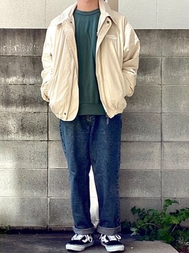 「MAINBOOTH（メインブース）のアイテム」を使った、シータケさん（メンズ・165cm）の春コーディネート