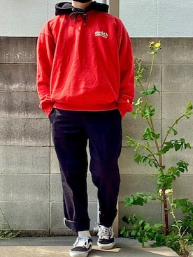 「MAINBOOTH（メインブース）のアイテム」を使った、シータケさん（メンズ・165cm）の春コーディネート