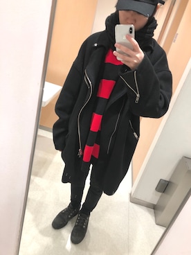 「PARADOX（パラドックス）のアイテム（その他アウター）」を使った、SNSHRPさん（メンズ・172cm）の冬コーディネート