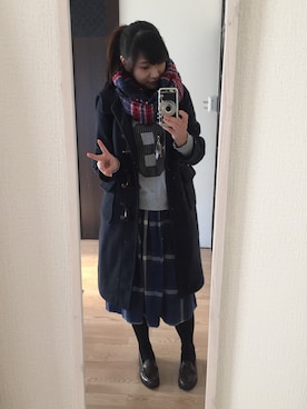 「earth music&ecology（アースミュージックアンドエコロジー）のアイテム（ダッフルコート）」を使った、rioさん（レディース・166cm）の春コーディネート