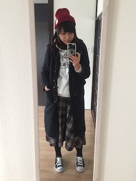 「earth music&ecology（アースミュージックアンドエコロジー）のアイテム（ダッフルコート）」を使った、rioさん（レディース・166cm）の春コーディネート