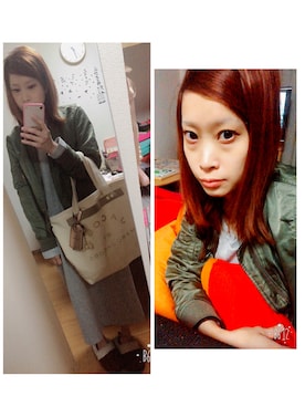 「OLIVE des OLIVE（オリーブデオリーブ）のアイテム（MA-1）」を使った、東 真実さん（レディース・149cm）の秋コーディネート