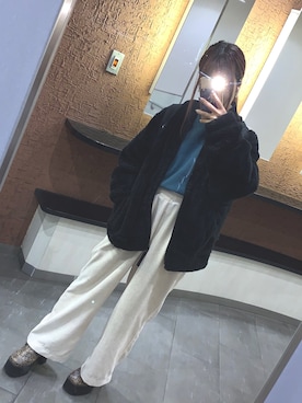 「moussy」｜「アイテム（MA-1）」を使った、miliaさん（レディース・150cm）の冬コーディネート