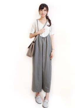 「La-gemme」｜「アイテム（サロペット/オーバーオール）」を使った、まお♡さん（レディース・163cm）の夏コーディネート