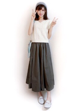 「La-gemme」｜「アイテム（ハンチング/ベレー帽）」を使った、まお♡さん（レディース・163cm）の秋コーディネート