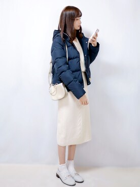 「SonnyLabel」｜「アイテム（ダウンジャケット/コート）」を使った、まお♡さん（レディース・163cm）の冬コーディネート