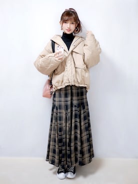 「CONVERSE（コンバース）のconverse コンバース ALL STAR 100 COLORS OX オールスター 100 カラーズ オックス 32861791 BLACK（スニーカー）」を使った、まお♡さん（レディース・163cm）の冬コーディネート