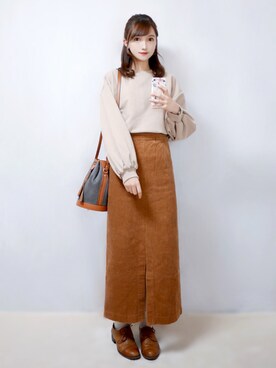 「PUBLUX（パブリュクス）のアイテム（スカート）」を使った、まお♡さん（レディース・163cm）の冬コーディネート