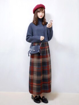「florist」｜「アイテム（ハンチング/ベレー帽）」を使った、まお♡さん（レディース・163cm）の冬コーディネート